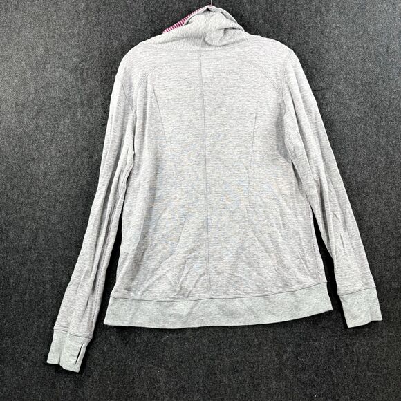Lululemon In A Cinch Pullover Women's 8? Gray Pink Striped Reversible Cowl Neck - Picture 5 of 7